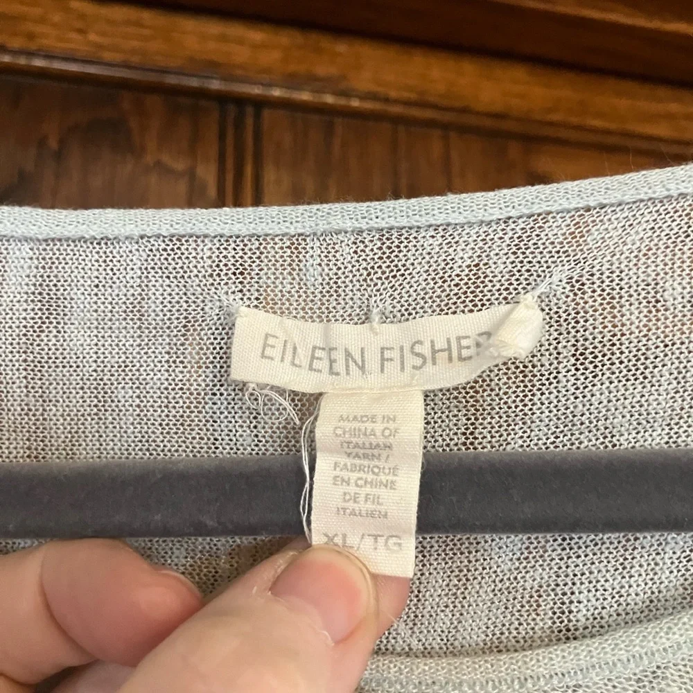 Eileen Fisher Light Blue Long Sleeve knit Top - Picture 7 of 12